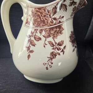 Two's Company Cream and Brown Decorative Pitcher